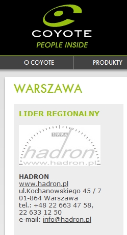 Hadron - Lider Regionalny marki Coyote